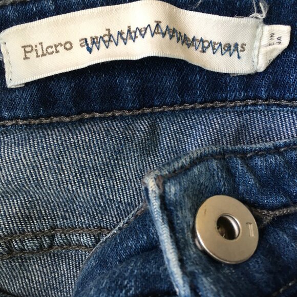 PILCRO Anthropologie Medium Wash Mid-Rise Raw Edge Step Hem Skinny Jeans - Picture 2 of 16